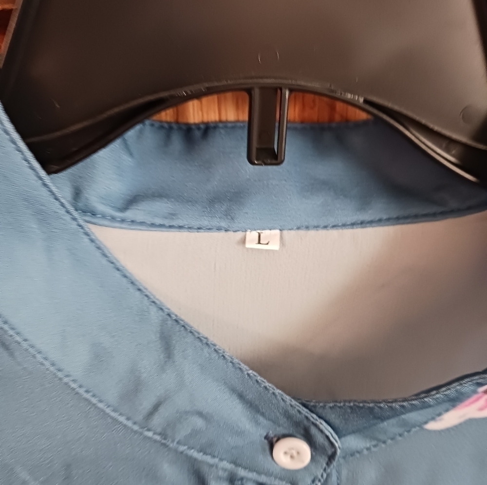 Blue Butterfly Button Down Long Sleeve Top - Picture 4 of 4